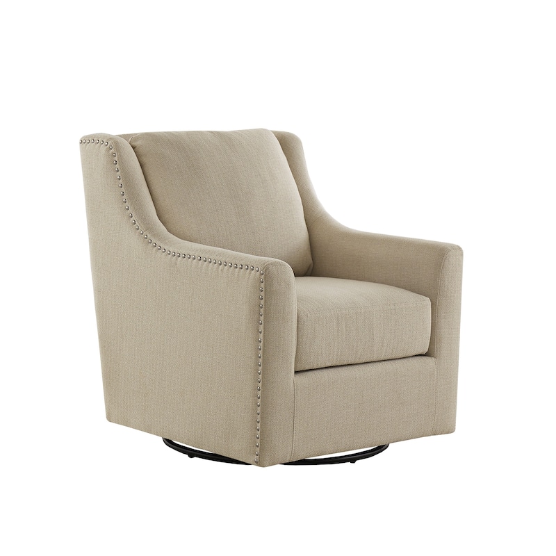 Orwyn Nailhead Slope Arm Swivel Chair by iNSPIRE Q Classic - Light Grey