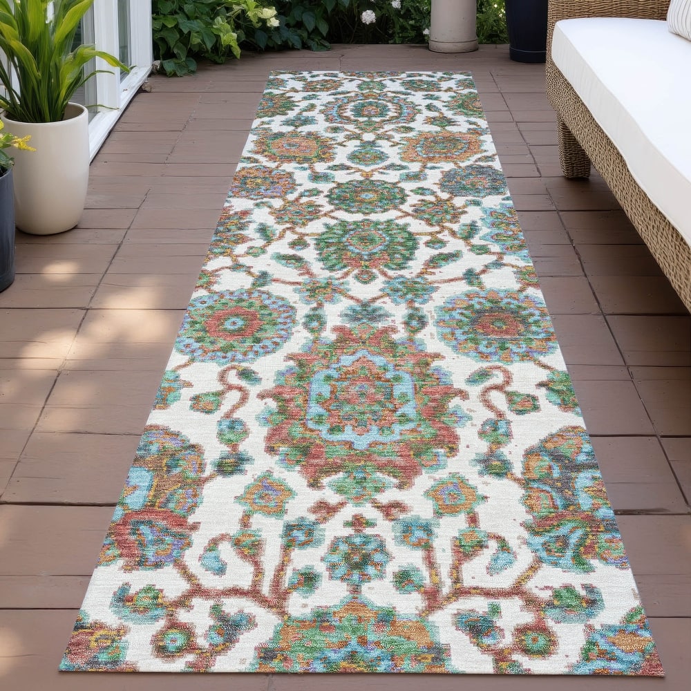 Machine Washable Indoor/Outdoor Traditional Farmhouse Chantille Rug