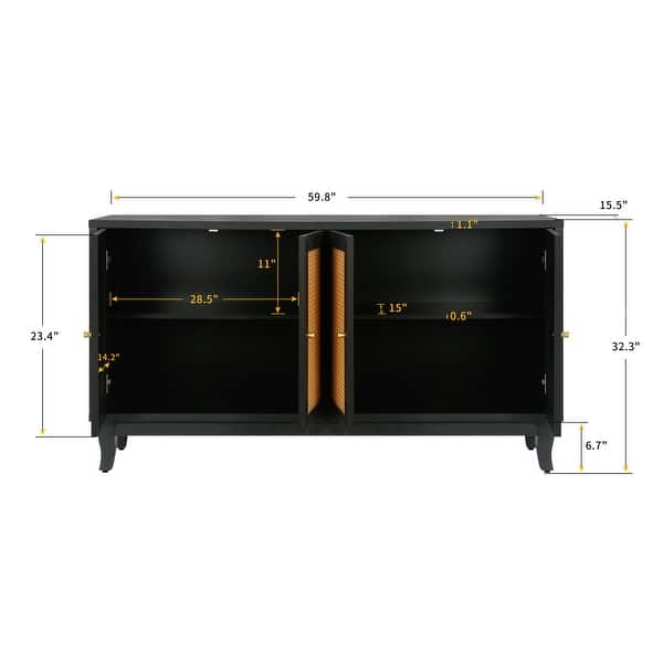 dimension image slide 0 of 2, Modern Accent Storage Cabinet Sideboard Wooden Cabinet Console Table with 4 Doors and Adjustable Shelves