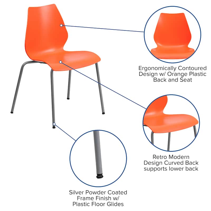 HERCULES Series Stack Chair with Lumbar Support and Silver Frame