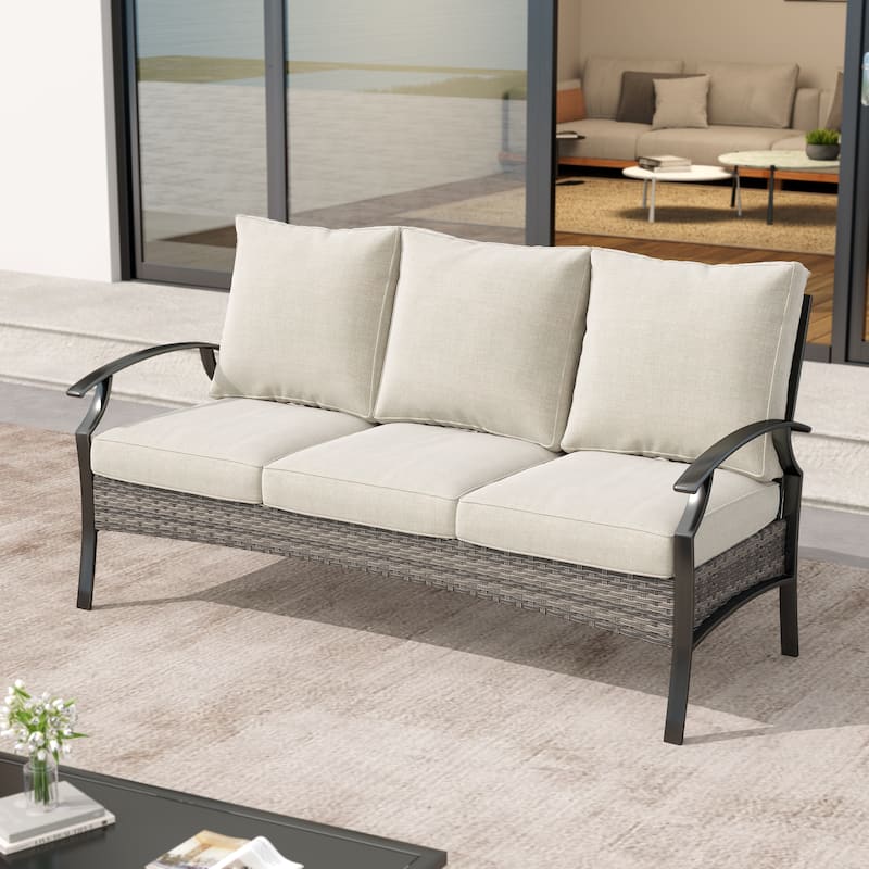 Outdoor Patio 50" W Loveseat/ 73" W Sofa with Cushions
