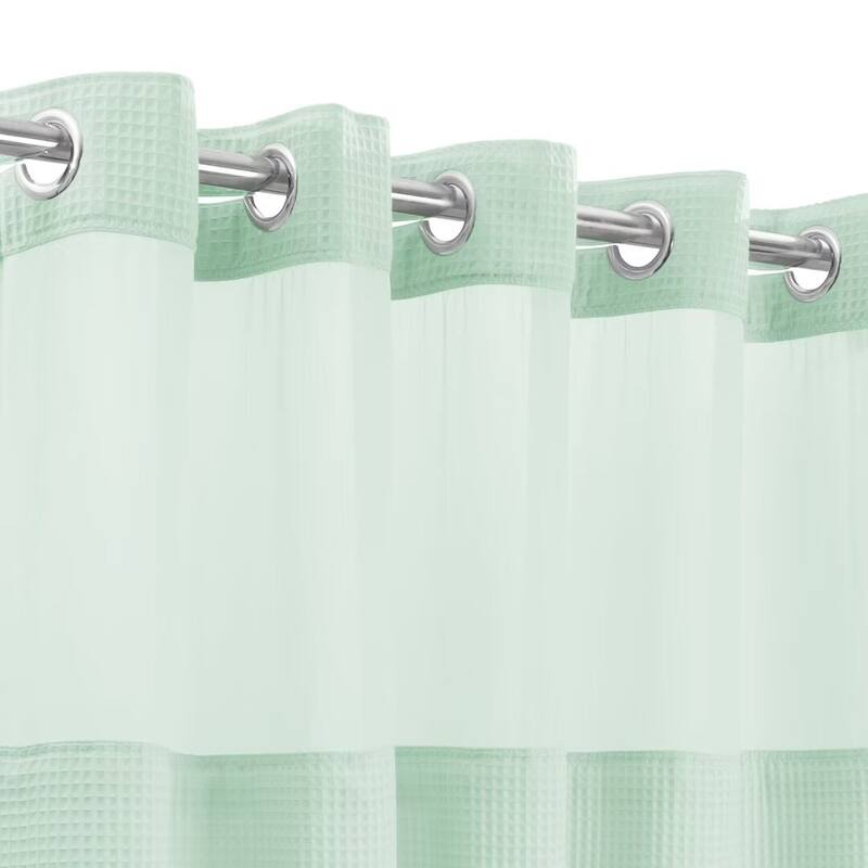 Cotton Blend Honeycomb Waffle Weave Shower Curtain with Snap-in Liner