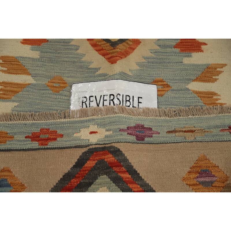 Hand Woven Oriental 100% Wool Carpet Southwestern Tribal Navy Blue & Blues Kilim Area Rug - 7' 4'' X 5' 0''