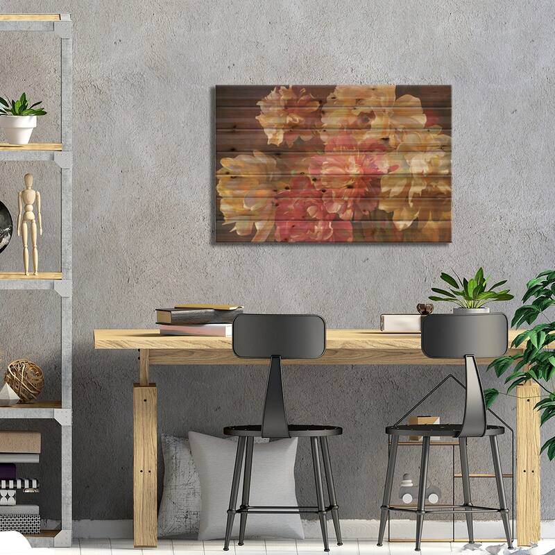 Peonies In Pastel Print On Wood by Emma Styles - Multi-Color