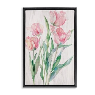 Stupell Pink Tulip Blossoms Floater Frame Canvas Wall Art Design By ...