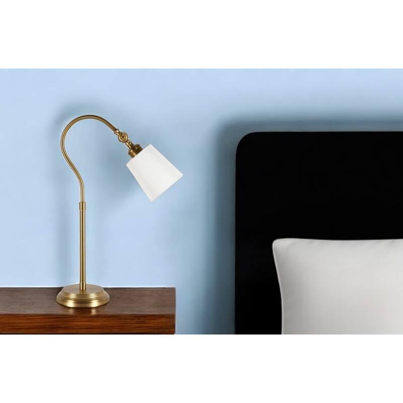 25" Metal Arched Table Lamp With White Drum Shade - 14" x 14" x 25"