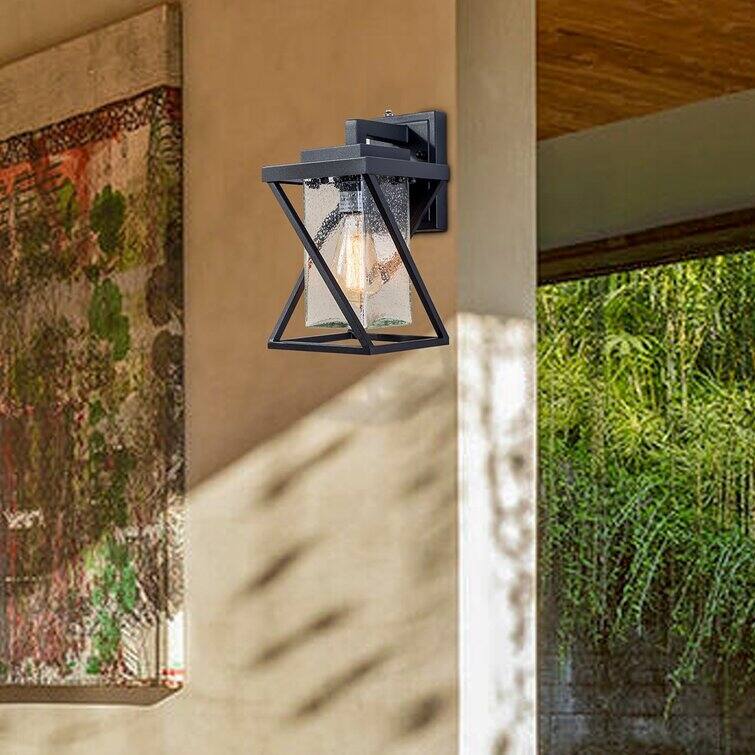 Maxax Black 12.2'' H Outdoor Wall Lantern with Dusk to Dawn (Set of 2) - 12.2*8.1*6.7