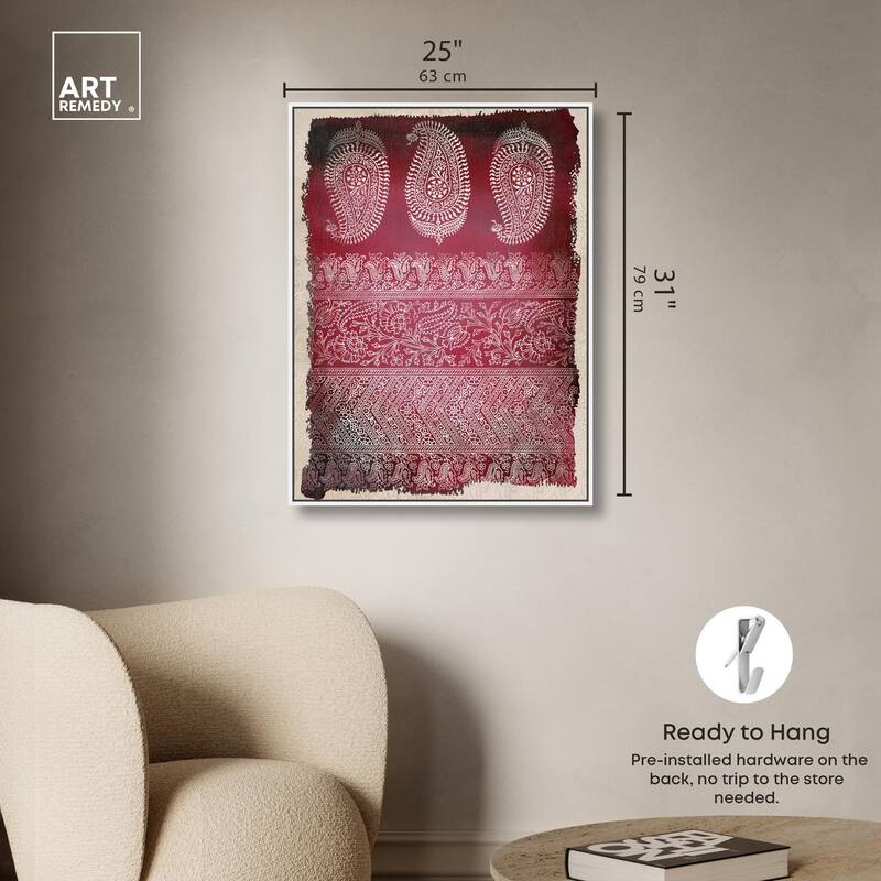 Burgundy Stamps Canvas by Art Remedy