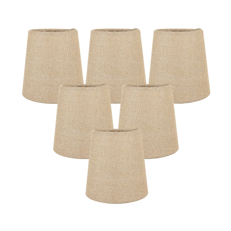 Meriville Burlap Clip On Chandelier Lamp Shades, 3.5-inch by 4.5-inch by 4.5-inch - Set of 6 - Natural