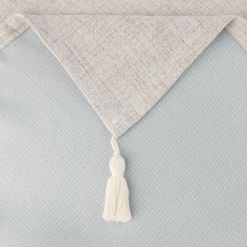1Pcs Rectangle Tablecloth with Tassels, Wrinkle Resistant Cotton Linen