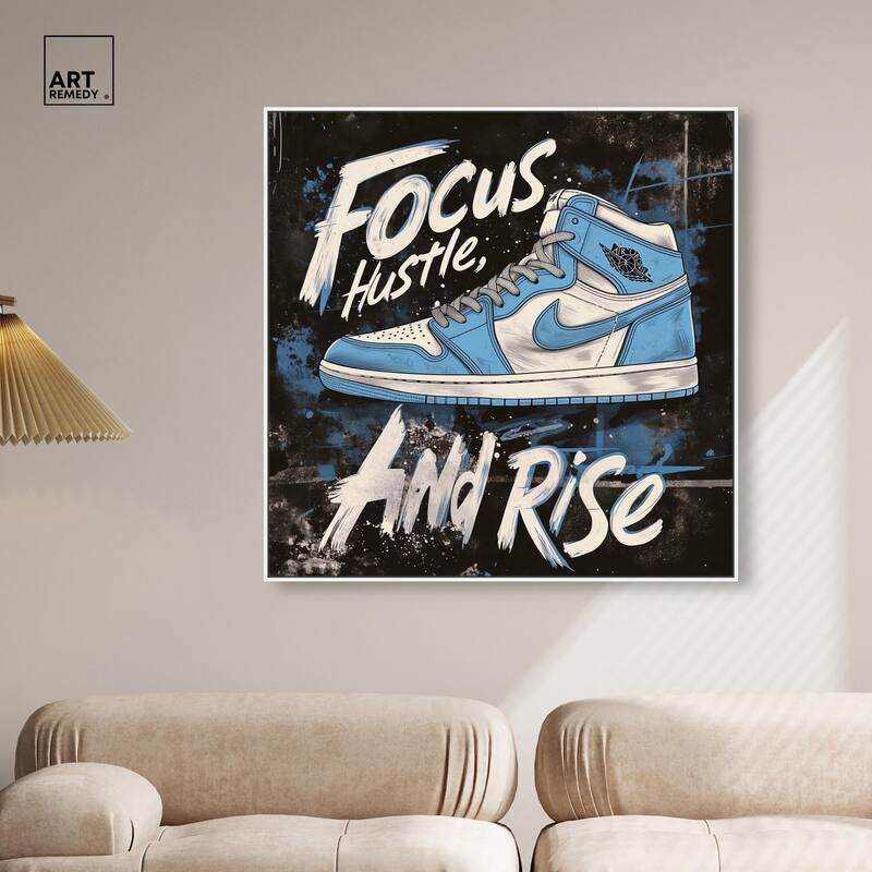 Hustle and Rise Sneaker Canvas by Art Remedy