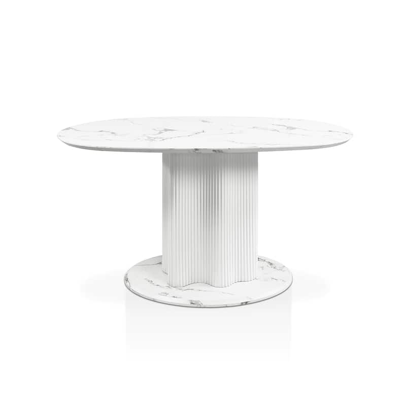 Furniture of America Astra Modern Wood Oval Dining Table with Fluted Base