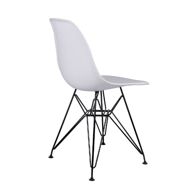 Armless Plastic Shell Side Dining Chairs with Metal Legs-Set of 2