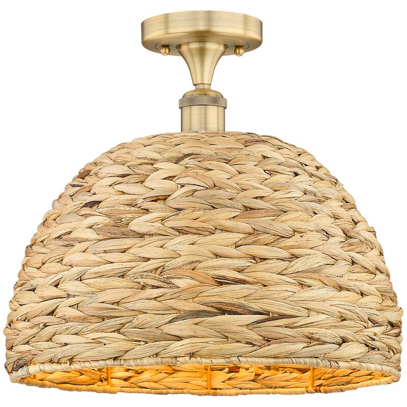 Innovations Lighting Endless Possibilities Edison - Woven Rattan - 1 Light 16" Semi-Flush Mount