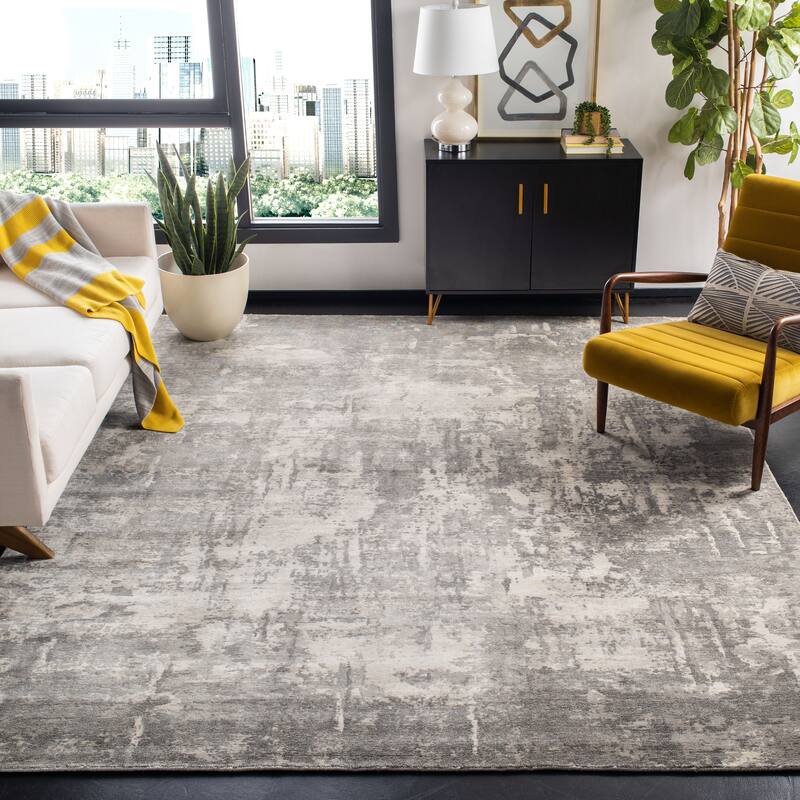 SAFAVIEH Handmade Mirage Erasma Modern Abstract Viscose Rug - 6' x 9' - Grey/Silver