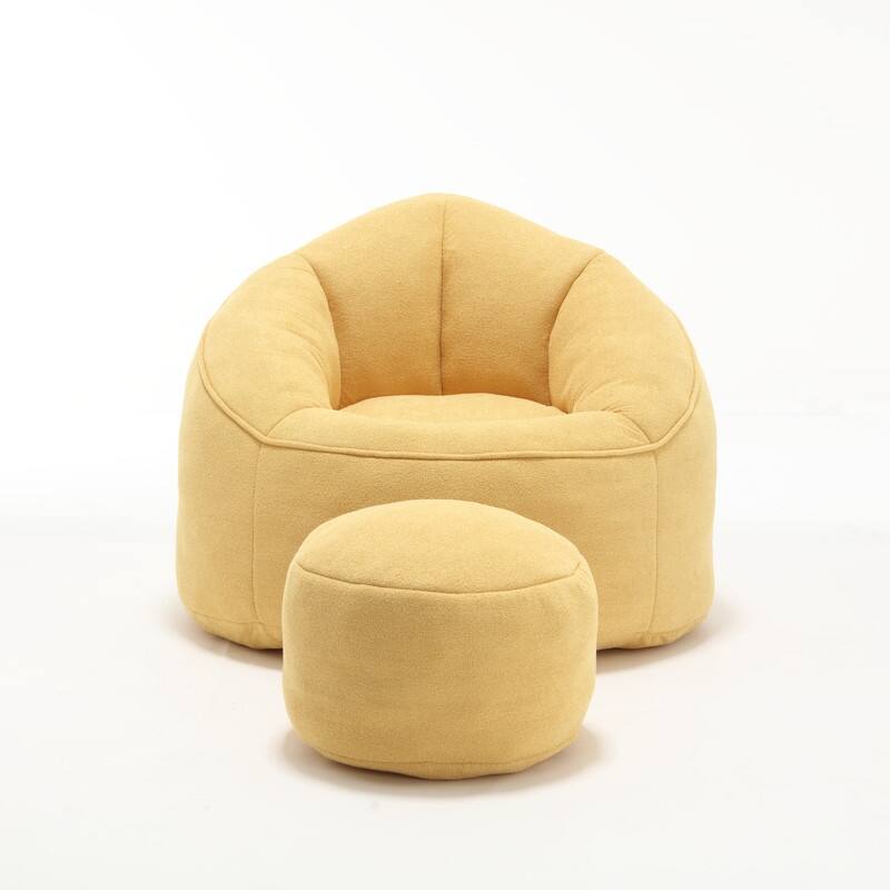 Compressed Foam Bean Bag Chair with Footrest - Plush Lounger for Modern Living Spaces