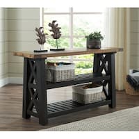 Solid Wood Foundry Narrow Console Table With Black Steel Frame