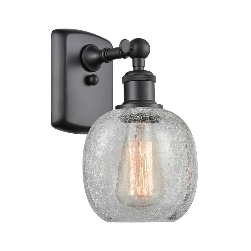 Innovations Lighting Belfast 11" Tall Bathroom Sconce - Matte Black / Clear Crackle