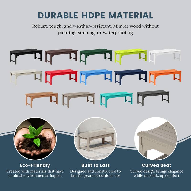 Polytrends Laguna Hdpe All Weather Outdoor Patio 48" Bench
