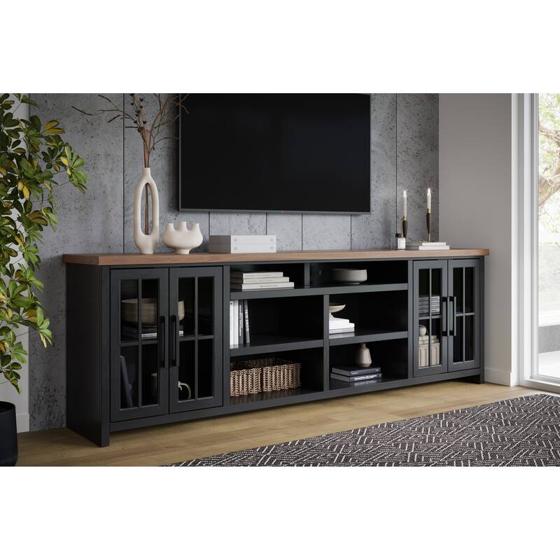 Bridgevine Home Modern Farmhouse 96 inch TV Stand Console for TVs up to 100 inches, No Assembly Requried, Two-Tone Finish