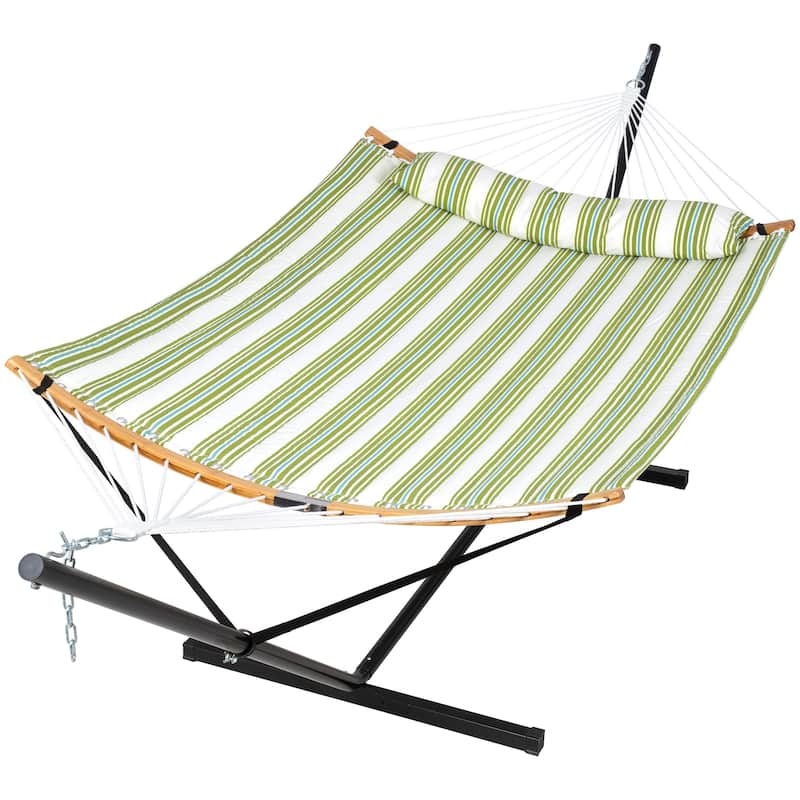 2-person Outdoor Hammock with Stand & Pillow