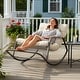 preview thumbnail 20 of 20, Oversized Outdoor Papasan Rocking Lounge Chair with Thick Cushion, Heavy-Duty Metal Patio Rocker Recliner, 450 lbs Capacity