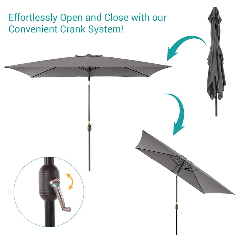 BONOSUKI 6x9FT Patio Market Umbrellas Table Umbrella with Tilt Button