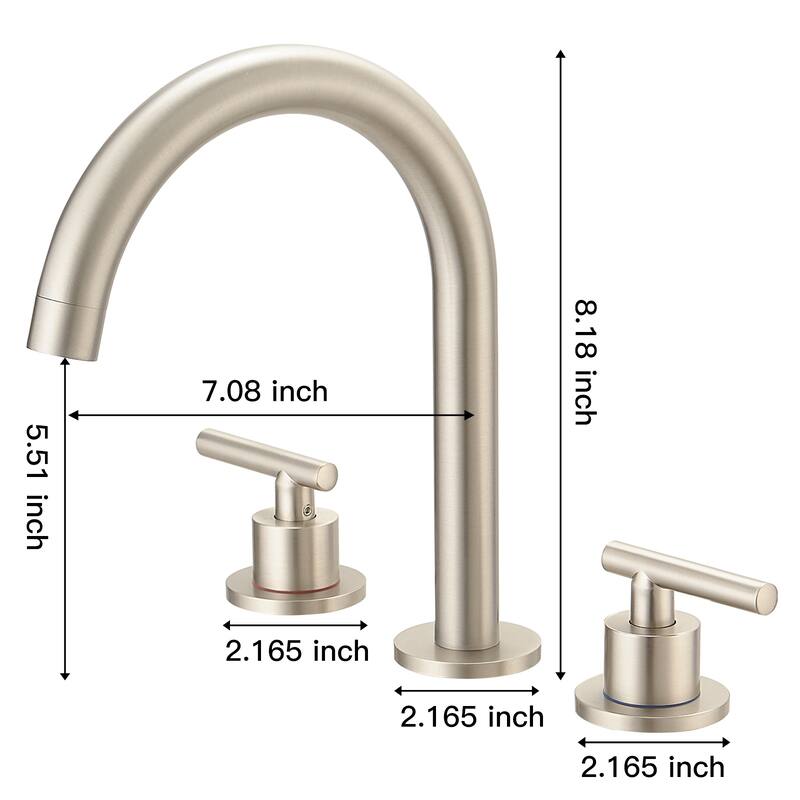 8 Inches Widespread Bathroom Faucet Two Handle 3 Hole with Drain