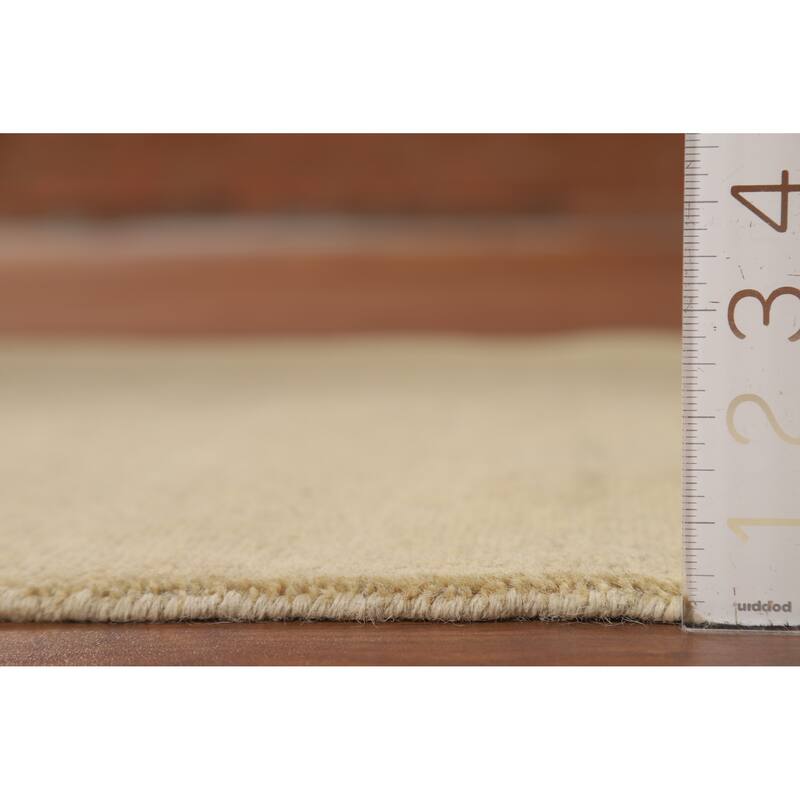 Gabbeh Modern Foyer Rug Hand-Knotted Beige Solid Wool Carpet - 2'10"x 4'0"