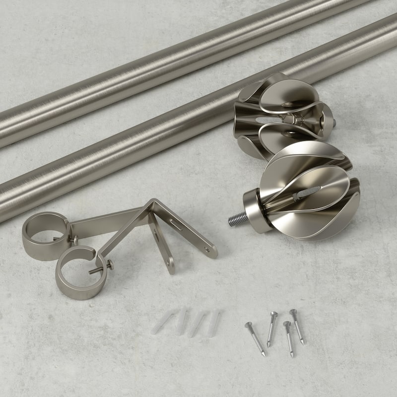 Adjustable Curtain Rod 42-120 Inch Nickel Finish - Modern Window Decor - M