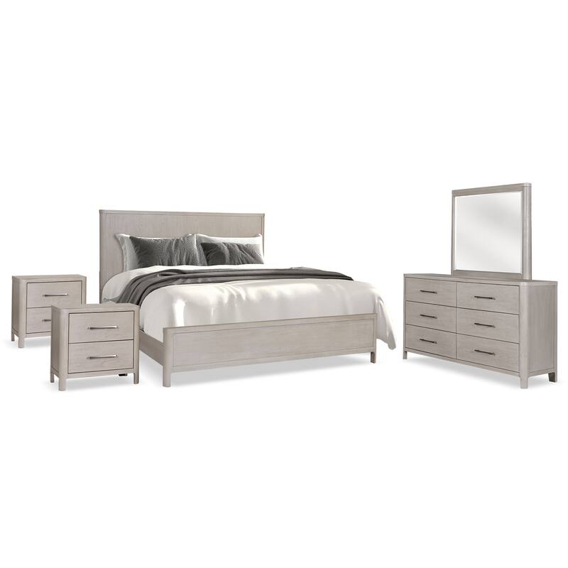 Furniture of America Rensite Modern 5-Piece Oak Solid Wood Panel Bedroom Set
