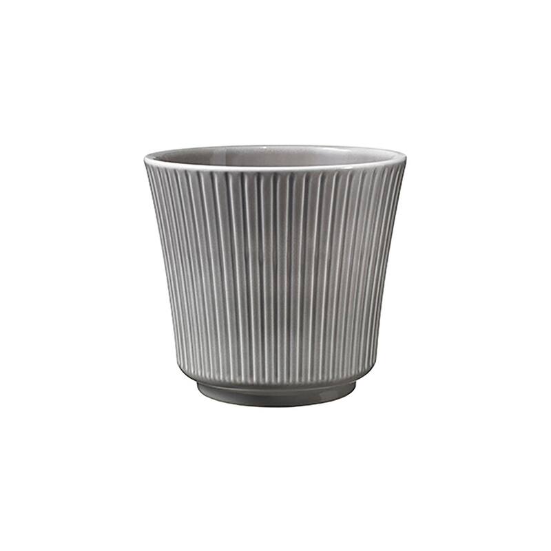6.3" & 4.7" Dia. Indoor Ceramic Plant Pot Set - Blue-Gray & Warm-Gray - Ribbed Design - 4 Piece Set