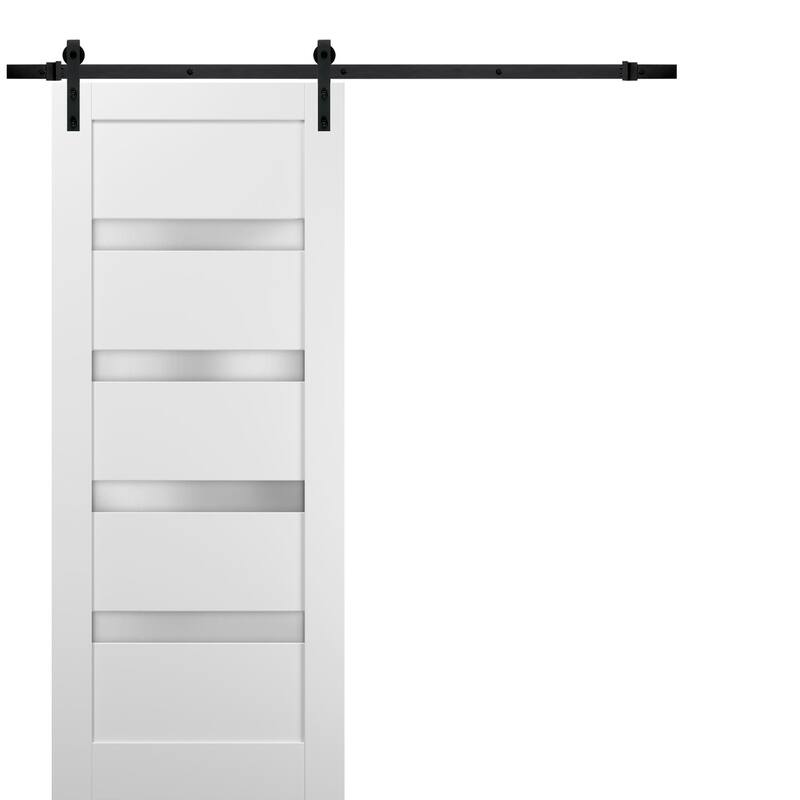 Sliding Barn Door Hardware / Quadro 4113 White Silk Frosted Opaque Glass