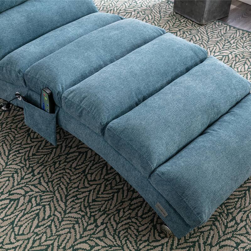 Luxury Upholstered Chaise Lounge Chair with Vibration for Relaxation, Fixed Back Fabric Leisure Recliner Sofa