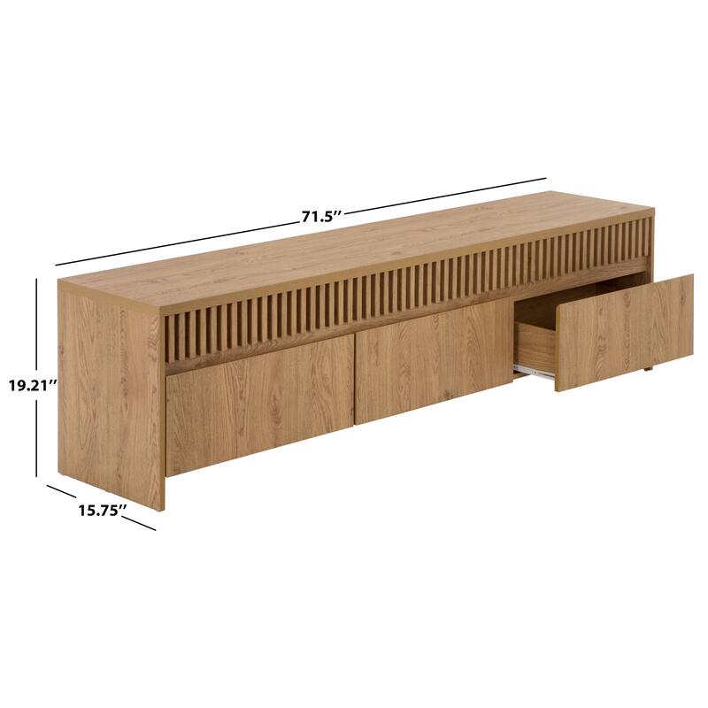 SAFAVIEH Masa 3-Drawer Entertainment Media Console for TVs up to 75", Modern Storage TV Stand for Living Room