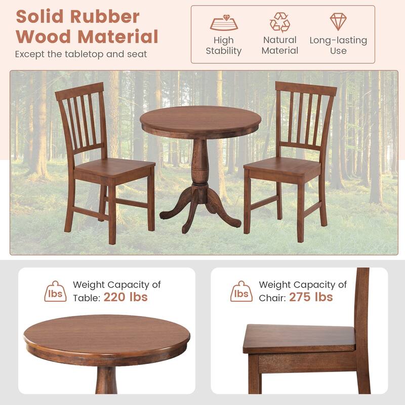 Gymax 3-Piece Dining Kitchen Table Dining Set Mid-Century Round