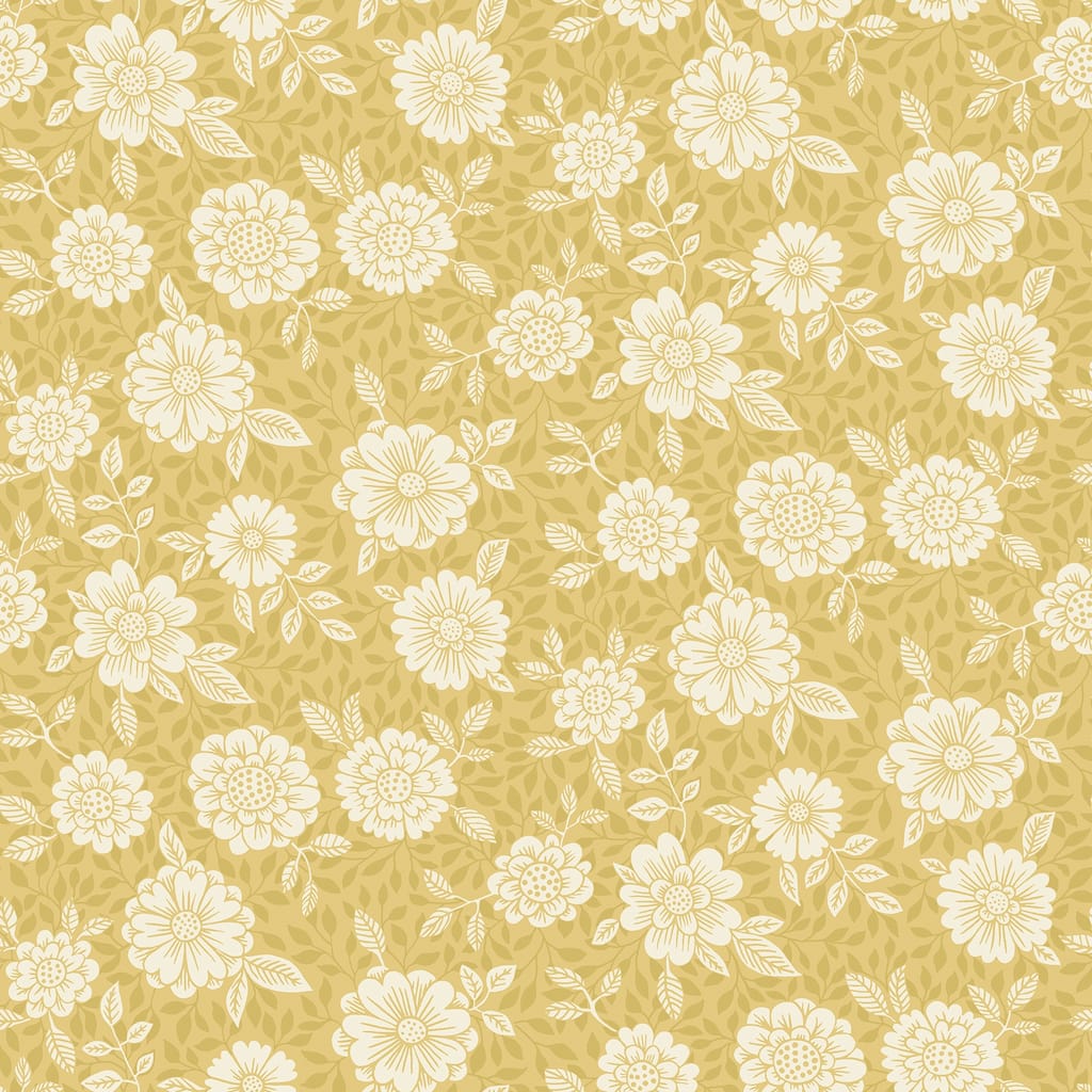 A-Street Prints Lizette Mustard Charming Floral Wallpaper