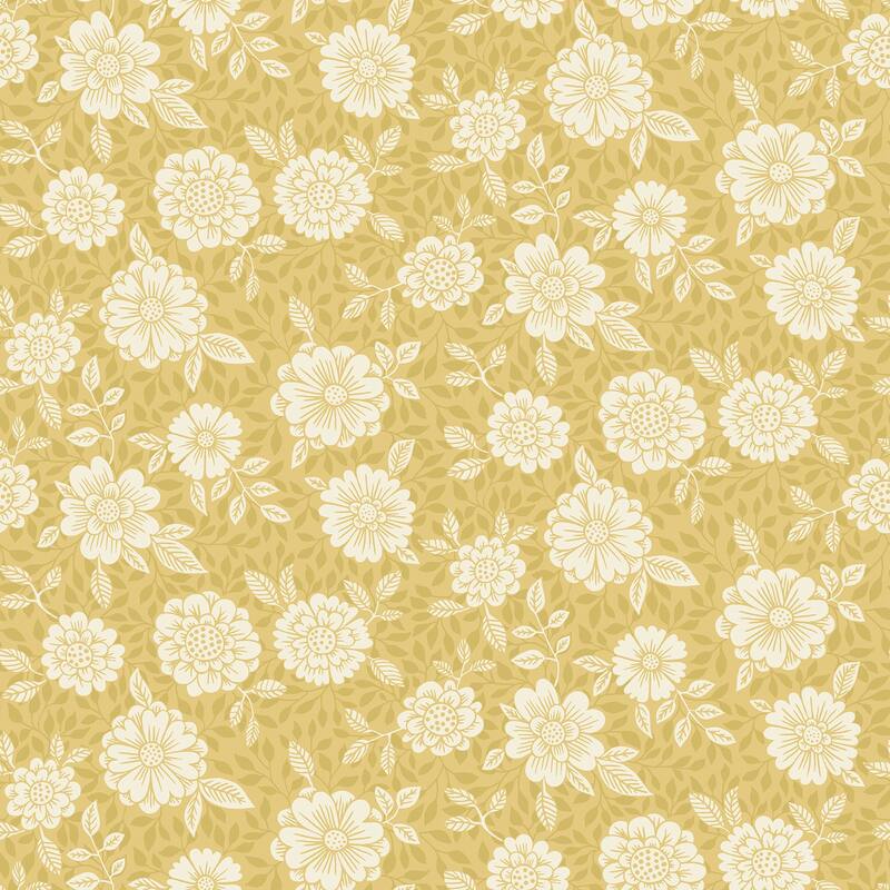 A-Street Prints Lizette Mustard Charming Floral Wallpaper