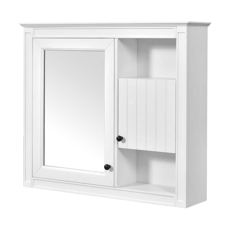 Roomfitters 32" Wall Cabinet with Mirror, Medicine Cabinet with 3 Shelves, Over Toilet Storage Organizer for Bathroom, White