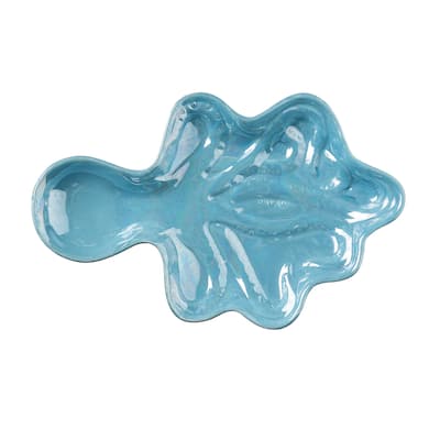 Blue Octopus Shaped Iridescent Ceramic Decorative Dish Coastal Decor