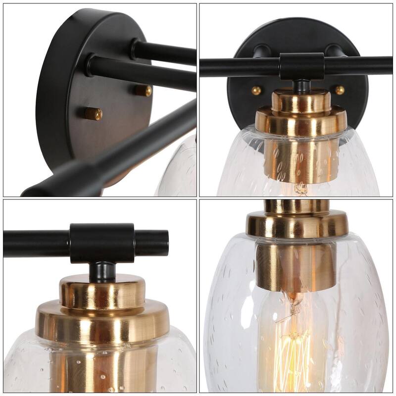 Fintch Modern Farmhouse 3-light Bathroom Vanity Light Fixture Industrial Black Gold Wall Sconce