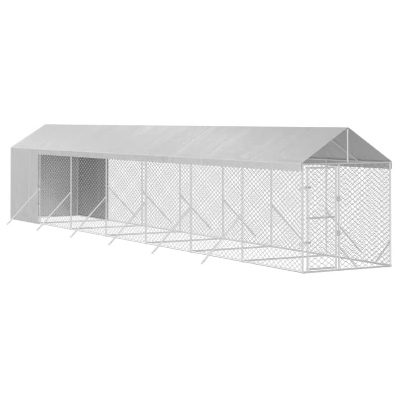 vidaXL Outdoor Dog Kennel with Roof Silver Galvanized Steel