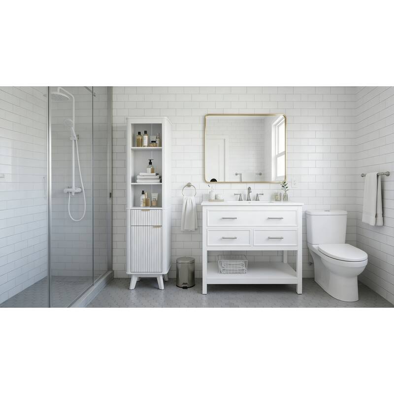 68" H Tall Bathroom Storage Cabinet with Adjustable Shelves and One Drawer & Door, Storage Cabinet for Bathroom, Living Room