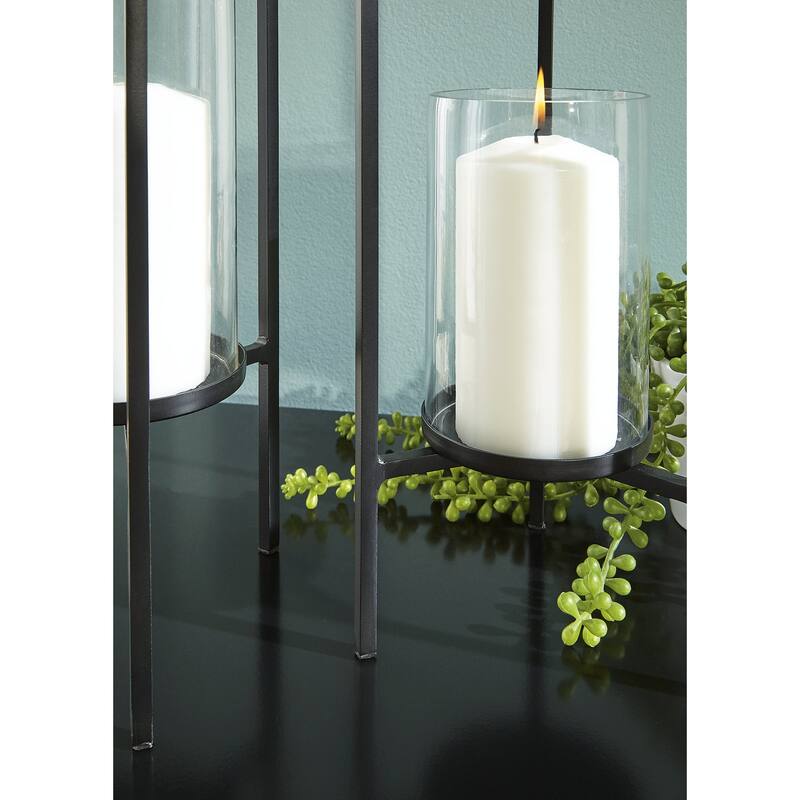 Ginette Modern Black Candle Holder, Set of 2 - 6" W x 6" D x 20" H