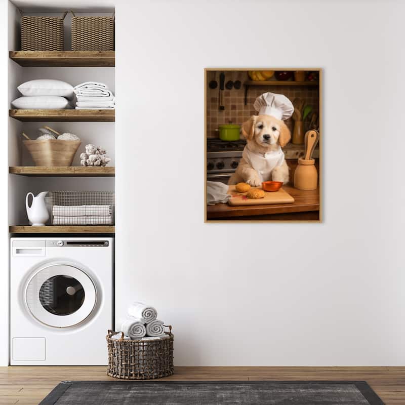 Golden Retriever Puppy Chef by Andreas Magnusson Framed Canvas Wall Art