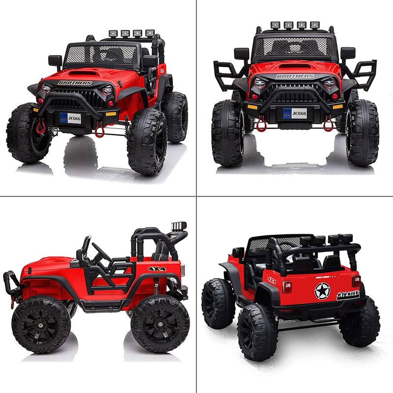 12V Electric Kids Ride On Car with Remote Control Two Seats LED Lights and Bluetooth for Ages 2 to 7 Years - 48.4"x34.6"x31.5"