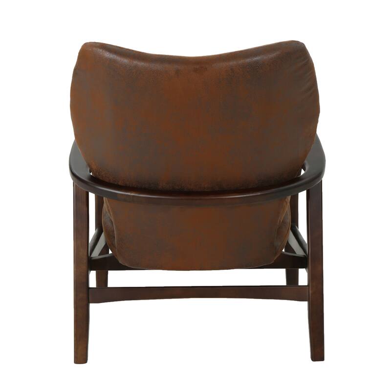 Fabric Mid-Century Club Chair with Wood Frame and Tufted Back