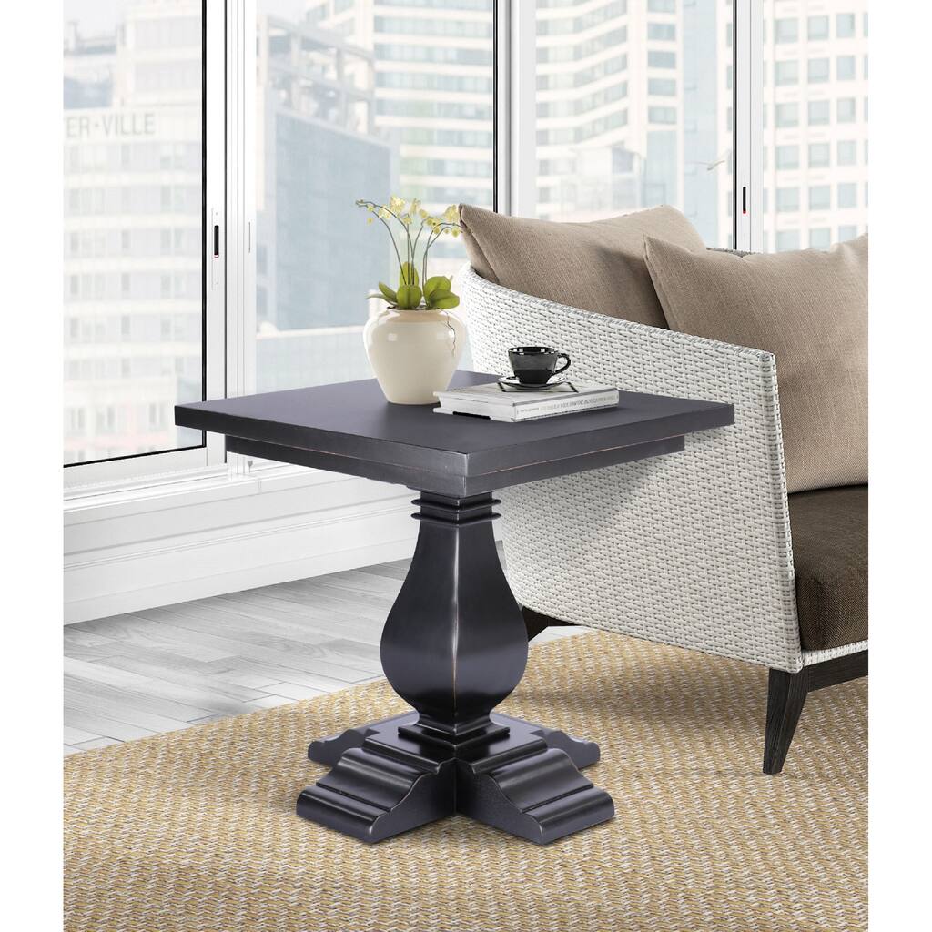 Franklin Mahogany Wood Square Pedestal Side Table