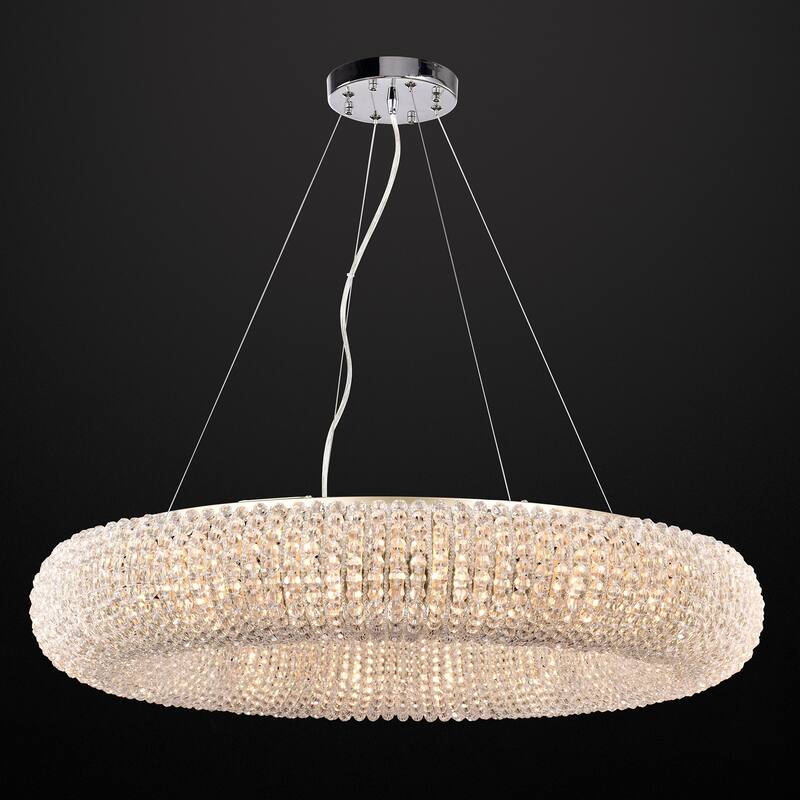 Krista Glam Champagne Gold Crystal Chandelier - 2 Size Options (16-Light/24-Light), Dimmable G9 Fixture with Adjustable Wire