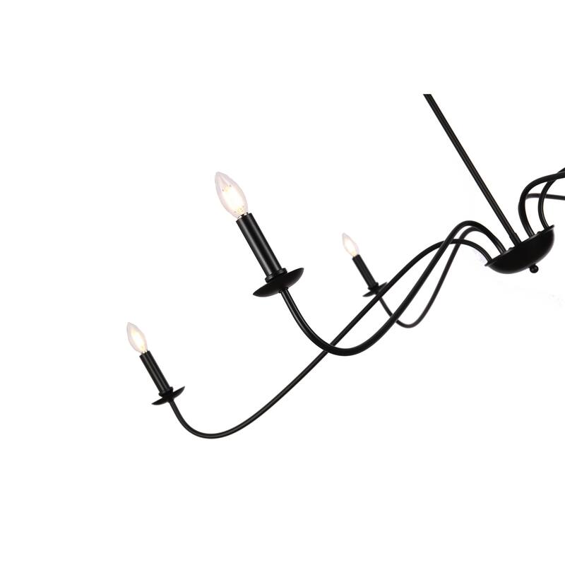 6 Light 64 Inches Minimalist Chandelier in Matte Black / Gold /Chrome